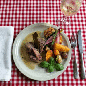 Slow cooked Pork cheeks in cider